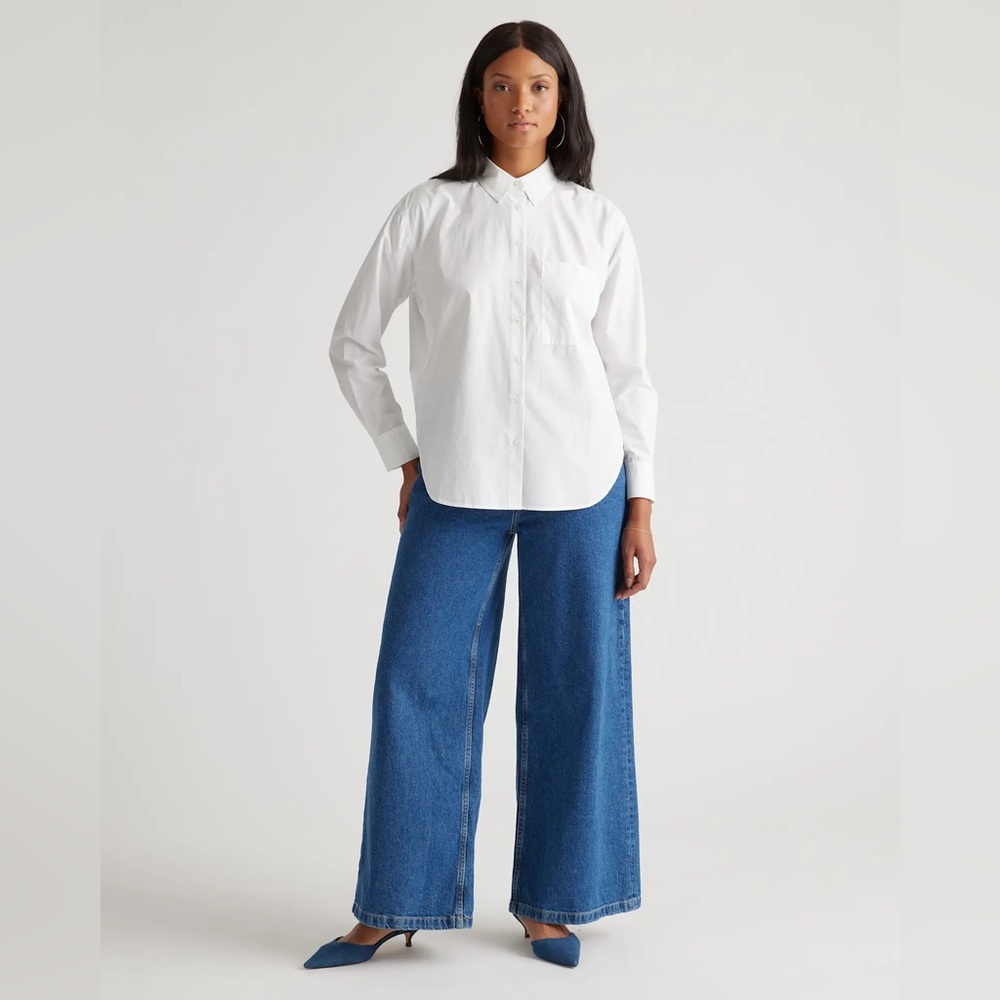 100% Organic Cotton Poplin Long Sleeve Boyfriend Shirt by Quince